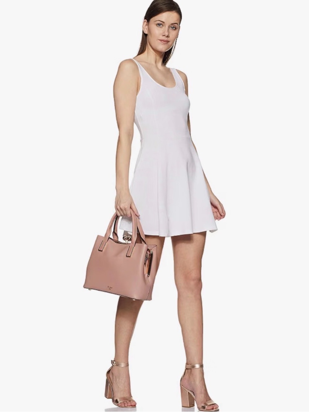 Dune London “Damie” Blush pink top handle kisslock satchel with crossbody strap - Picture 2 of 10